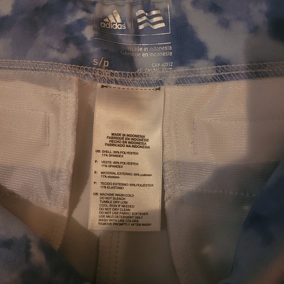 Adidas Blue and White Camo Marbled Gym Training Cropped Leggings S - Picture 4 of 4